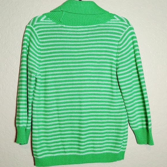 Izod green and white striped pullover sweater - Picture 2 of 5